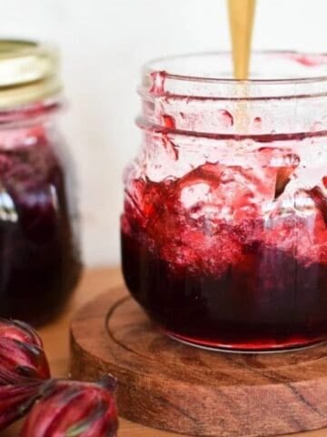 Rosella Jam in jar.