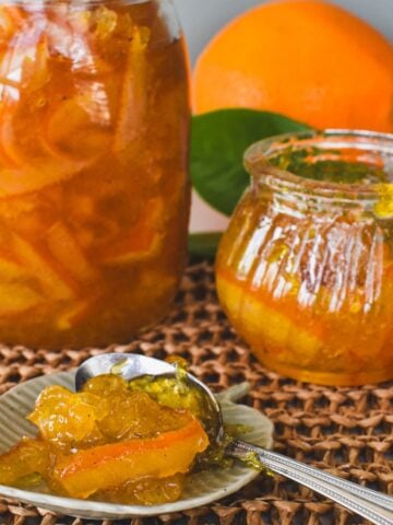 orange marmalade in jars made from an australian recipe.