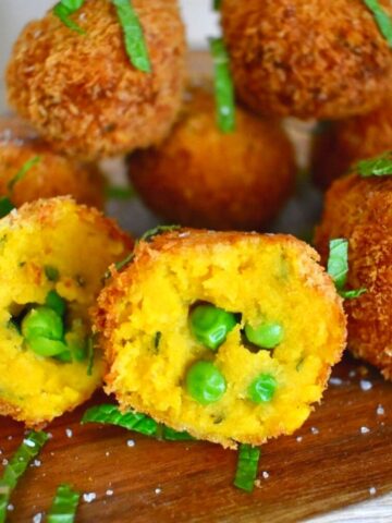 pumpkin croquettes cut in half