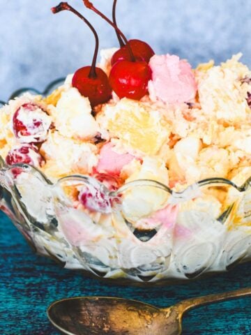 ambrosia salad in bowl.