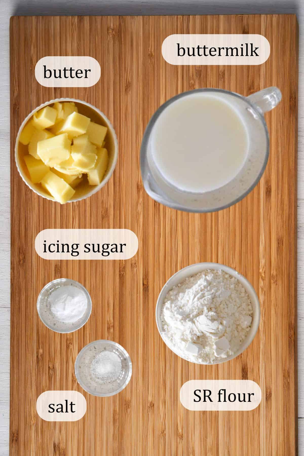 Ingredients for Buttermilk Scones.