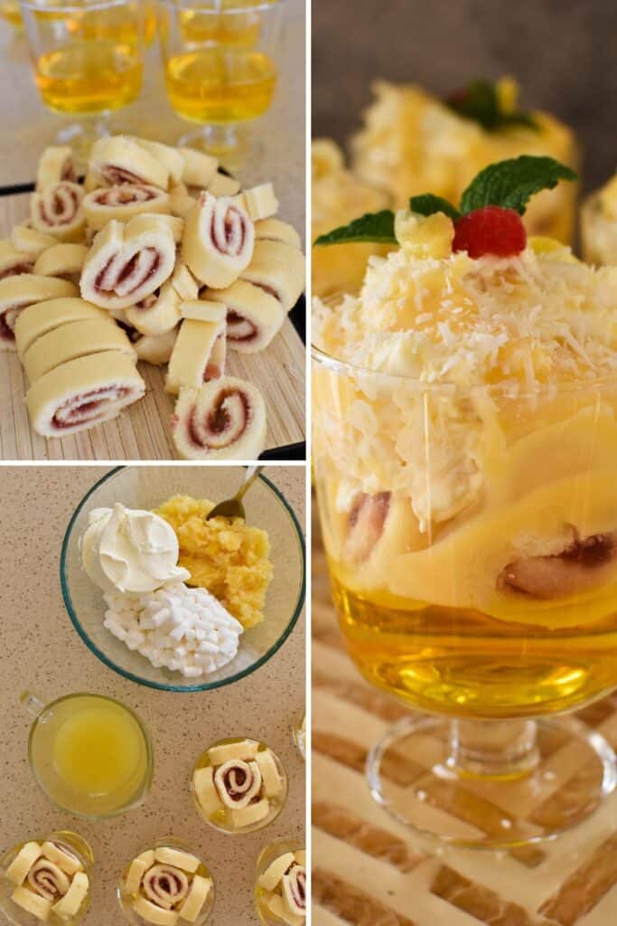making pineapple trifle.