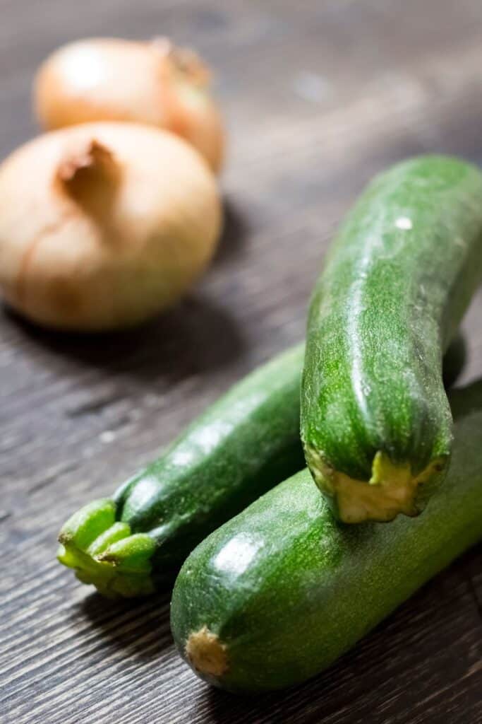 zucchini and onions.