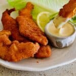 chicken tenderloins with dipping sauce.