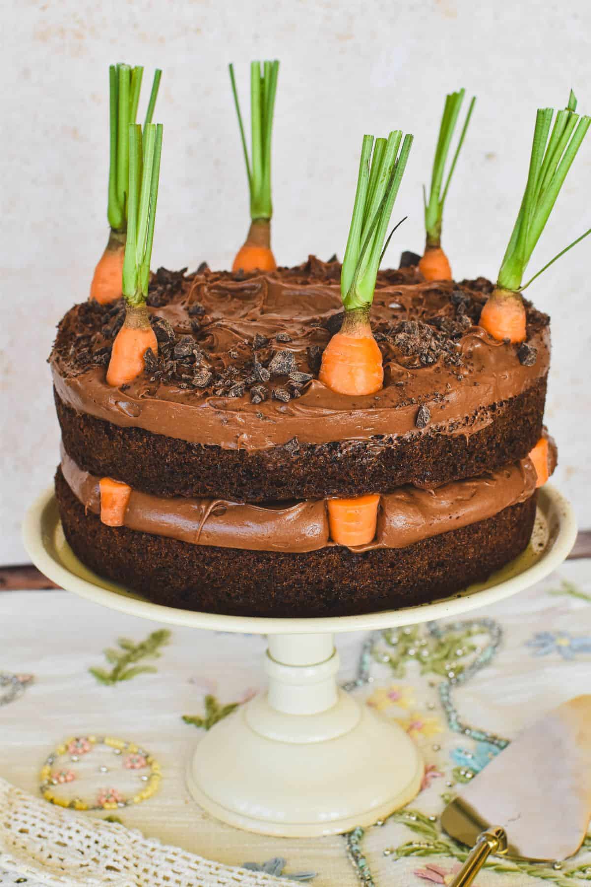 A Chocolate Cake with Cream Cheese Icing.