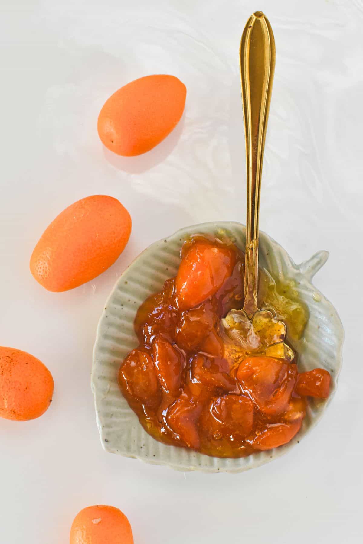 Kumquat Jam in serving dish.