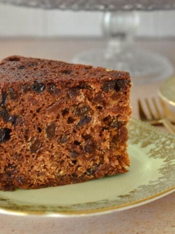 boiled fruit cake on plate.