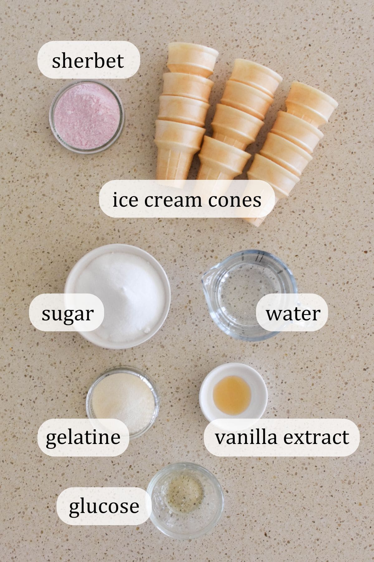 Ingredients for marshmallow cones.