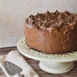 Eggless Chocolate Cake on stand.