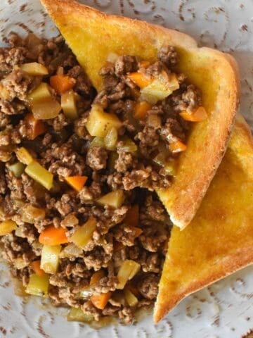 Savoury Mince served with toast.