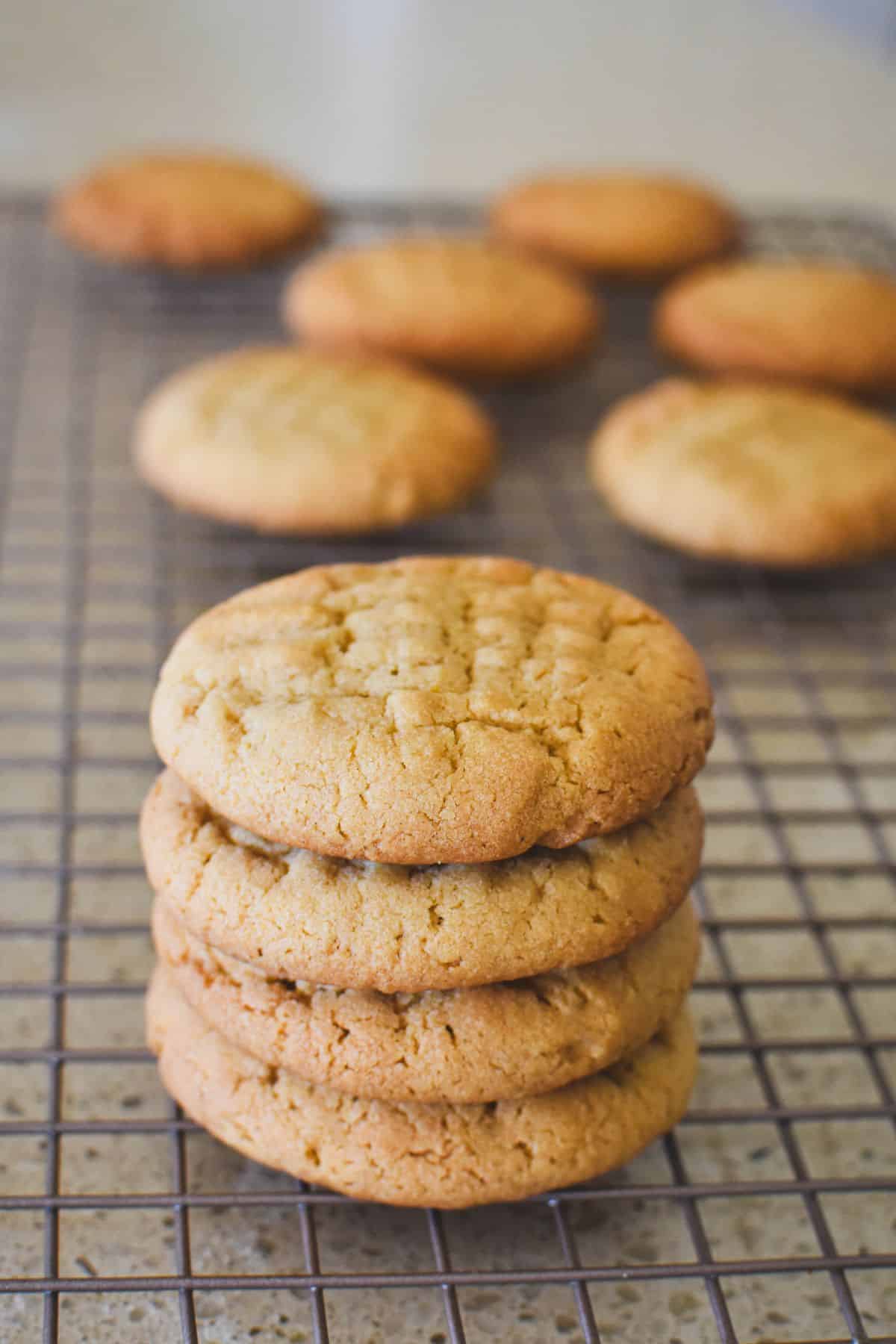 Peanut Butter Biscuits on cooling rack.