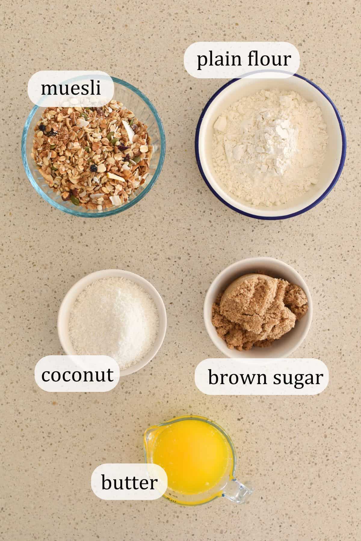 Muesli Slice ingredients.
