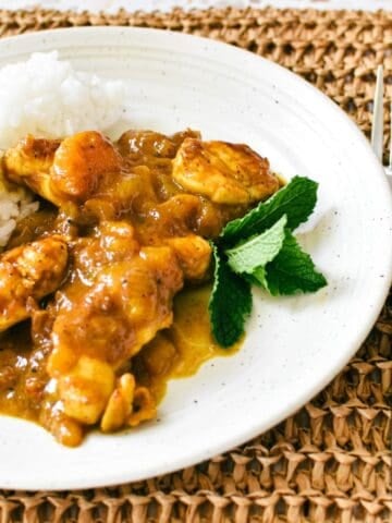 Curried Mango Chicken on plate.